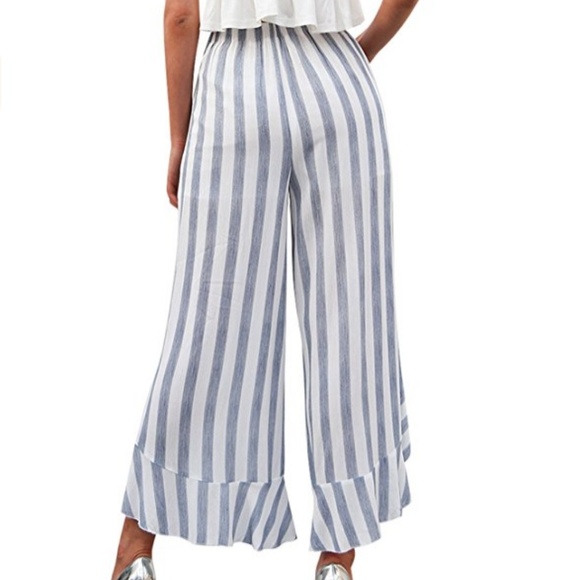 🖤HP🖤ROBIN Wide Leg Ruffle Trim Linen Pants - Picture 2 of 5